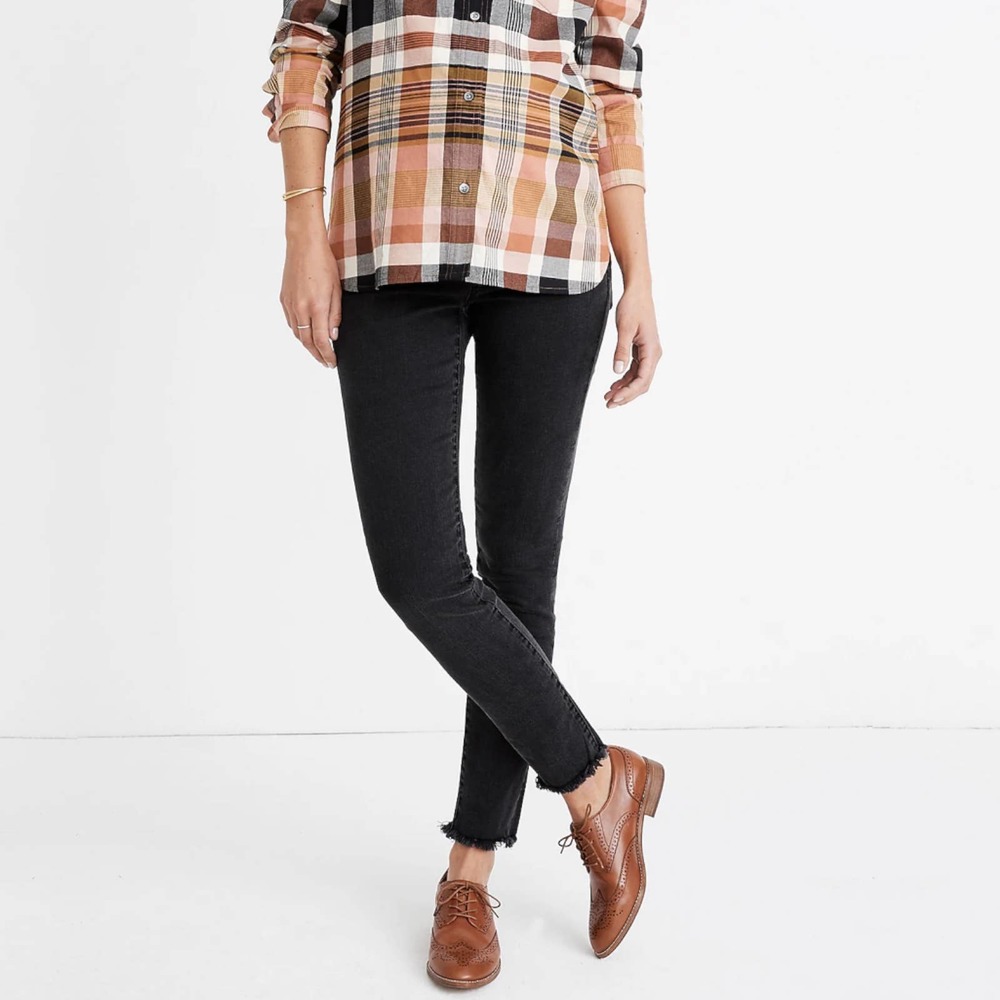 Madewell Maternity Side-Panel Skinny Jeans Berkeley Wash Adjustable sz 25 Black